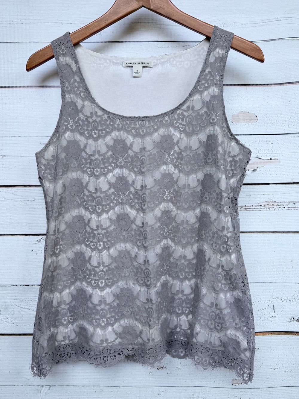 Banana Republic Floral Lace Overlay Scoop Neck Tank Top Size Small